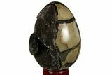 Septarian Dragon Egg Geode - Black Crystals #177413-4